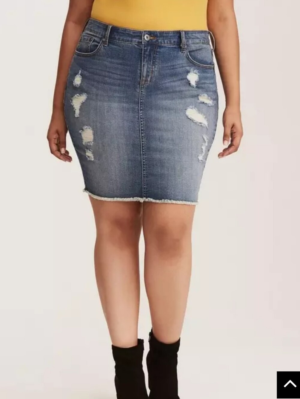 Torrid Distressed Medium Wash Blue Denim Mini Skirt, SIZE 16-18